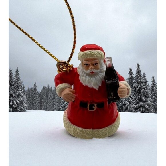 Vintage Coca-Cola Santa Claus Mini Christmas Tree Ornament Coke Bottle - Picture 1 of 7